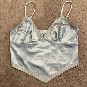 Better Be Silver Satin Lace Chemise